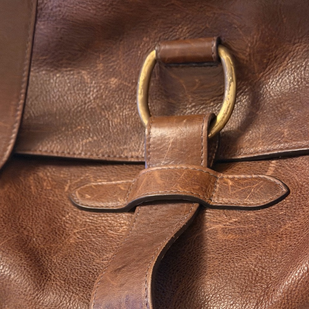 IL BISONTE VINTAGE LEATHER BAG Natural Patina ITALY Brown FAST SHIPPING 3346-4 - Picture 4 of 16